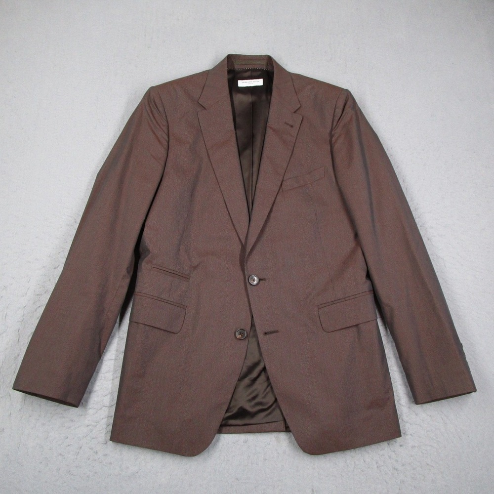 Dries Van Noten Suit Mens 48 IT 38 US Brown Cotton Silk Pinstripe 2 Button